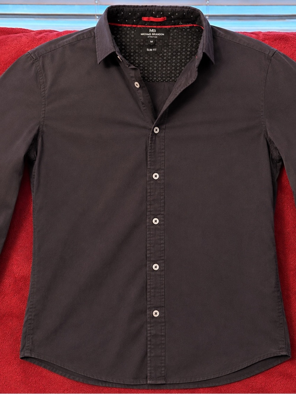Michael Brandon Slim Fit Long-Sleeve Button-Down Shirt - Black